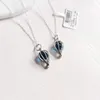Blue hot air balloon pendant necklace women's ocean heart bead collarbone chain