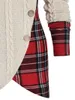 Swetry damskie Wipalo Moda damska Ponadgabarytowy tartan Panel Mock Button Asymetryczny sweter z dzianiny Jesień Vintage Casual Długie pulowery Jumper