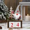 Jul skrivbord prydnad Santa Claus gnome trä kalender Advent Countdown Decoration Home Tabletop Decor W-00775