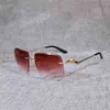 Diseñador de lujo Gafas de sol de alta calidad 20% de descuento Vintage sin montura de gran tamaño Hombres Oculos Leopard Style Square Metal Shade Lentes de corte Gafas Mujer para exteriores