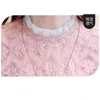 Spring Arrival Lace Blouse Elegant Long Sleeve Shirt Women Pink Loose Tops Korean Style Blusas 8022 50 210521