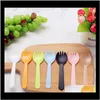 Tableware Portable Fruit Plastic Dessert Party Cake Salad Vegetable Spoon Individual Package V8Cc8 Jmbfv