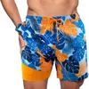 Men's Shorts Double Layer Beach Pants The Hydrofoils Supply Elastic Drawstring Waist High Stretchy Fabric Swimming XIN-