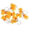 Keychains 12 Pcs Key Chains Simulation Cute Yellow Duck Doll Figures Keychain Keyring Pendant Toy Gift Collectibles DIY Making