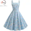 Abito estivo vintage con stampa sexy Donna Vestidos Robe Femme pin up Party Dress anni '50 Rockabilly Plus Size Abiti da spiaggia casual X0521