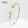 Zakol Trendy Exquisite Rose Gold Marquise Cut Cubic Cyrkon Crystal Cuff Bills Dla Kobiet Sukienka Akcesoria Biżuteria FSBP2190 Q0719