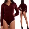 Kobiety Solidne Koszulki Romper Ladies Formalna koszula Z Długim Rękawem Collar Body Black White Wine Red Y0927