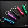 Keychains Fashion AessoriesMix Colors Mini Aluminium Eloy Whistle Keyring för utomhus akut överlevnadssäkerhet Keychain Sport Camping Hunti