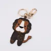 Fashion Woman Flower PU Leather Key Chains Bear Tiger Monkey Lion Car Key Chain Women Bag Pendant Keychains