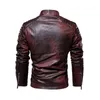 Hommes Vestes En Cuir Casual Hiver Polaire Veste Biker En Cuir Manteaux Coupe-Vent Mâle Chaud Col Montant PU Vestes En Cuir 211201