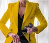 Enfärgad Dubbelknäppt Dam Blazer Mode Kostym Krage Långärmad Slim Blazers