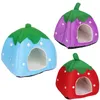 Chat Lits Meubles Mignon Fraise Pet Lit Chien Chaton Chiot Cave Chenil Maison Avec Tapis Pliable R3MA