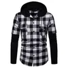 Neue Mode Herren Plaid Kapuzen Dual Taschen Täglich Langarm Hemden Casual Slim Fit Top Holzfäller Karo Hemden für Männer G1012364