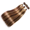 ハイライトストレートの人間の髪の束P4 / 27蜂蜜金髪ブラウン波束