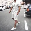 Mens Tracksuit 21 Summer Short Sleeves & Shorts Casual Pure Color Outfits Men Breathable Two Piece Pants Active Sweatsuits