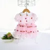 Robe de baptême du nouveau-né pour bébés filles, broderie de fraises, col Peter Pan, vêtements d'anniversaire pour nourrissons de 0 à 4 ans Q0716