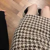 Fashion Women's skirt Woolen Plaid High Waist Slim Buttocks Short Mini Woman skirts Black Beige 1080 210323