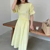 Summer Dresses Gentle Retro Solid O-Neck Elegant Vintage Party Sweet Office Lady Pleated Loose Women Chic Long 210525