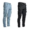 Men Jeans Casual Cotton Denim Trousers Multi Pocket Cargo Pant Man Fashion High Street Pencil Pants Side Pockets