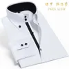 Causal Shirt For Men Silk Cotton Long Sleeve Non Iron Button Down Slim Fit Shirts Luxury Wedding Business Party Clothes 210714