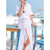 Saida De Praia 2021 maillot de bain en mousseline de soie couvrir Long Beach Coverups femmes Maxi robe de plage Cover-ups Transparent Beachwear 210317