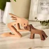 Wooden Desk Decoration Women Statue Carving Dog Craft Wood Men for Home Decor Figurines Miniatures Table Ornaments 211105