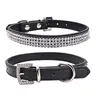 Strass chien chat colliers en cuir PU Bling Diamante petit animal chiot collier diamant animaux fournitures WLL501