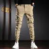 Koreaanse Mode Mannen Jeans Hoge Kwaliteit Grote Pocket Casual Cargo Broek Streetwear Hip Hop Joggers Designer Slack Bottom Broek