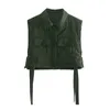 Spring Cotton Body Warmer Tassel Army Green Europe Waistcoat för kvinnor Höst Vinterficka Ärmlös Vest Coat 210531