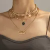 Vintage Multi-Layered Love Heart Hanger Choker Ketting Set Boho Gouden Sterren Lange Ketting Kettingen Dames Kerstcadeau