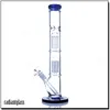 Thick glass bong double perc eight arms tree water pipe 16" tall hookahs heady big bongs with downstem and bowl