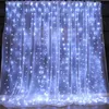 Sznurki Thrisdar 2x3m / 3x3M LED Solar Window Curtain Light Outdoor Ogród Sopel do święta Xmas