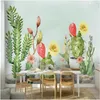 Wallpapers Nordic Hand Painted Cactus Tropical Plant Mural For Living Room Bedroom TV Background Walls 3D Wall Papers Home Decor