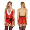 Mulheres sexy conjunto quente e encantador lingerie uma peça v-pescoço de natal roupas dois cores vestido transparente