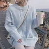 Otoño Invierno Twisted Knitted Korean Pullover Jumper Mujer manga larga suelta moda señoras suéter Tops Femme 210513