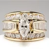 Europeisk och amerikansk Retro Ny Lyx Zircon Ring Kvinna Ring Par Förslag Bröllopsdag Present Diamant Smycken
