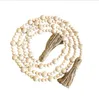 Natürliche hölzerne Quasten-Perlenkette, Bauernhaus-Dekor, handgefertigte Holzdekoration, Perlen, Hanfseil, zum Aufhängen im skandinavischen Stil WMQ1354
