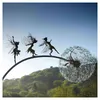 2D Garden Fairy Decoration Stake Playing On / With The Maskros Metal Art Elf Silhouette Ornament for Outdoor Home 211108