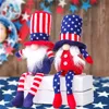 Gnomo del giorno dell'indipendenza americana rosso blu fatto a mano patriottico nano bambola bambini 4 luglio regalo decorazione della casa