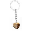 Forme de coeur pierre naturelle porte-clés porte-clés couleur argent guérison améthyste rose cristal voiture décor porte-clés pour femmes hommes