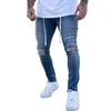 2020 Bordado Lndividual Letras Jeans rasgadas Homens Skinny Casual Estiramento Denim Calças Cinza Azul Big Size S-4XL X0621