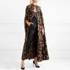 Twotwinstyle fêmea casaco de cardigan o pescoço capa de capa imprimir leopardo maxi capa para mulheres outono vintage moda 210812