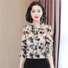 Printed Satin Silk Shirt for Women Office Lady Long-Sleeve Floral Button Cardigan Blouse Plus Size Ladies Tops 10723 210508