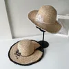 Brede rand hoeden vintage met de hand gestromde raffia stro hoed vrouwelijke zomer grote koepel zonneschading zon zwart witte reis vakantie strandkappen