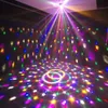 パーティー装飾音声制御LEDクリスタルマジックボールライト6色変更レーザー効果段階照明ディスコランプ用DJバー用品