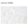 Jocoo jolee dames te grote kanten design vrouwen witte elegante kanten tops holle out floral o-neck batwing mouwen sexy t-shirt 210619