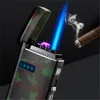 Nuovo accendino USB mimetico antivento Jet Double Arc Gas Butano Torch Accendino Gonfiabile Ricaricabile Tubo elettrico Accendisigari Gadget