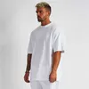 Solid Oversized T Shirt Män Bodybuilding And Fitness Tops Casual Lifestyle Gym Wear T-shirt Male Loose Streetwear Hip-Hop Tshirt 210726