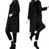 Women's Two Piece Pants 2022 Autumn And Winter Plus Size 4XLTwo-Piece Sets Plaid Woolen Coat Ankle-Length Casual Fashion Suit Women
