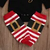 Kerstbabykledingsets 5-ontwerp Cartoon bedrukte jumpsuit Kinderen Meisjes Gestreepte vlinderdas Hoofdband Beenwarmer 3-delige outfit 02T 04228850735